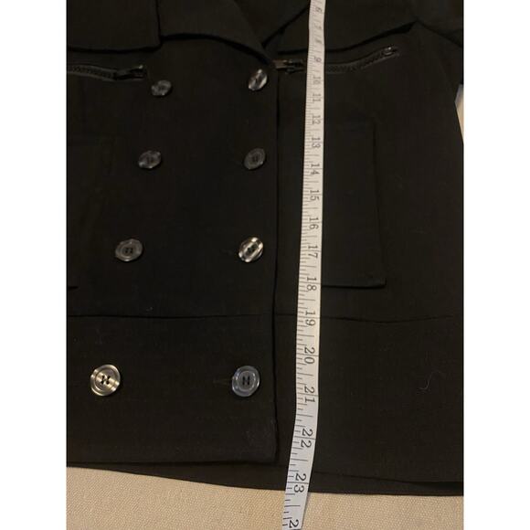 Mystree Anthropology Jacket Womens Medium Black Double Breasted Blazer Peacoat - Picture 14 of 15